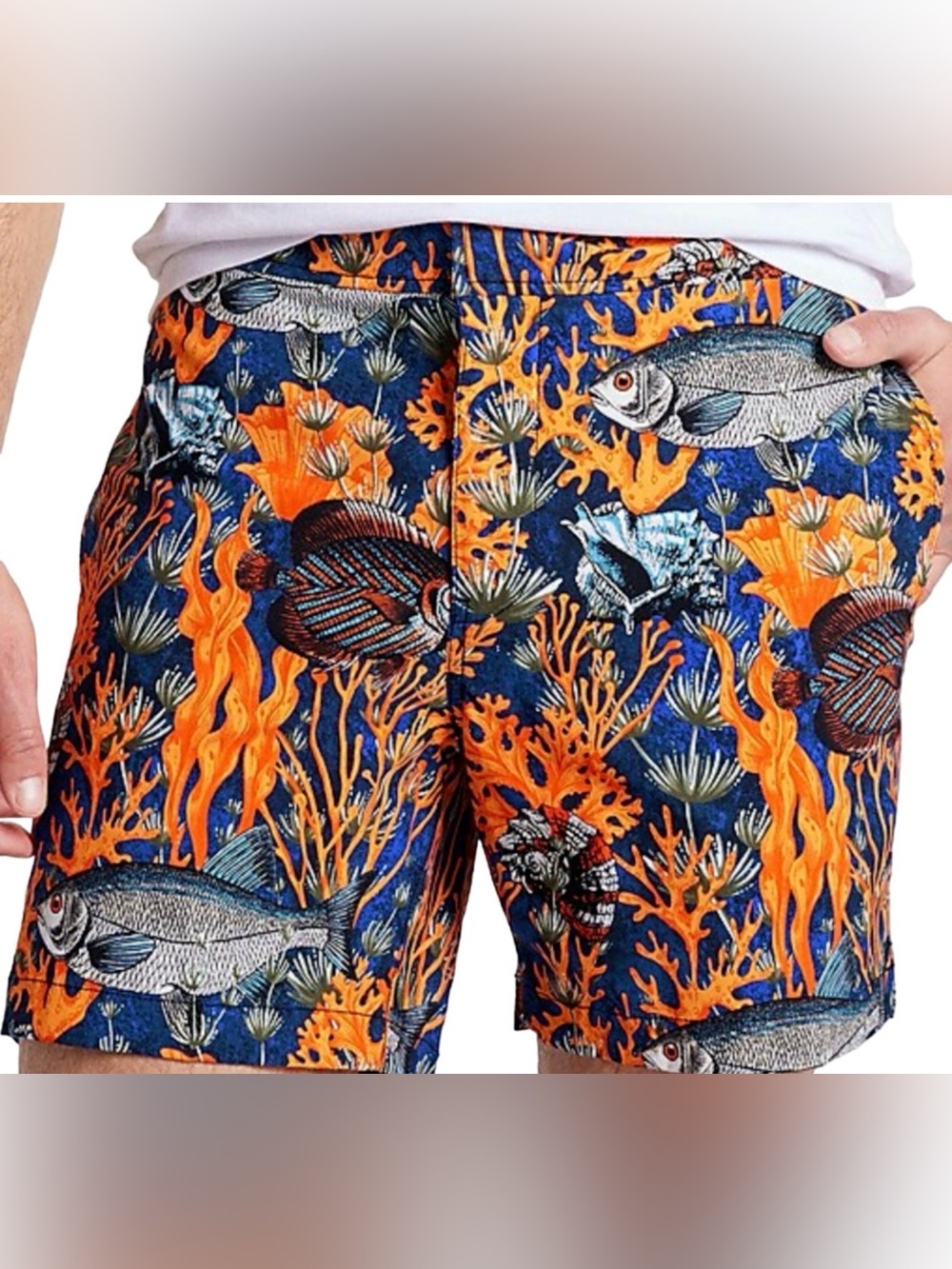 NEW EXPRESS FISH PRINT LIMITED EDITION DRESSY SWIM SHORTS SIZE 36